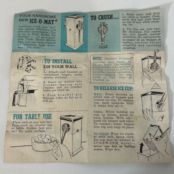 Vintage Rival Ice-O-Mat Ice Crusher Combo Table and Wall model - Picture 12 of 15